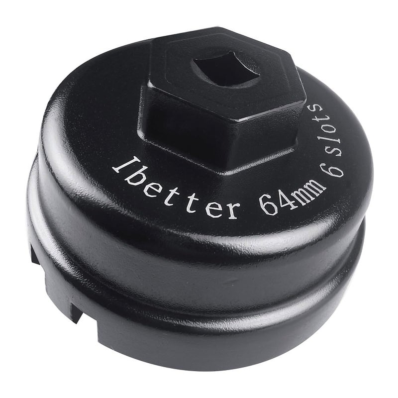 Ibetter 64mm 14 Flute 6 Slots Oil Filter Wrench Tool for Toyota Corolla  Prius  Prius Prime  Prius V  Matrix  CT200h  Scion iM/iQ/xD with 1.8 Liter Engines  Cup Style Oil Filter Cap Removal Socket - Image 1